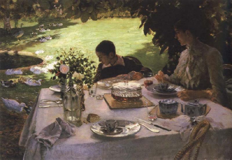 Giuseppe de nittis breakfast in the garden Germany oil painting art